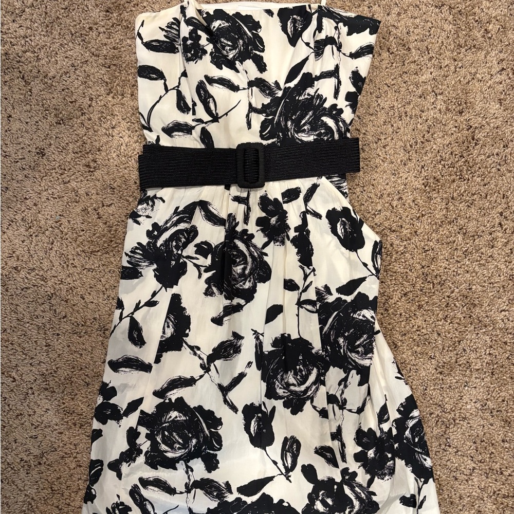 Elegant Black and White Floral Dress